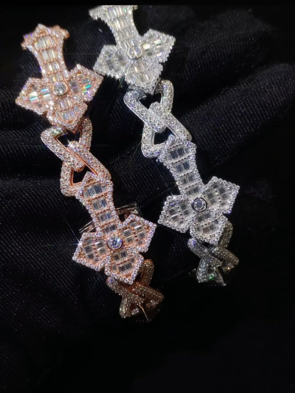Cross Cuban S925 Silver VVS Moissanite Bracelet
